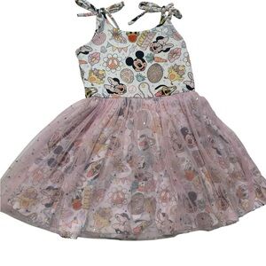 Mickey/Minnie Mouse Easter Patterned Dress with Pink Tulle Skirt